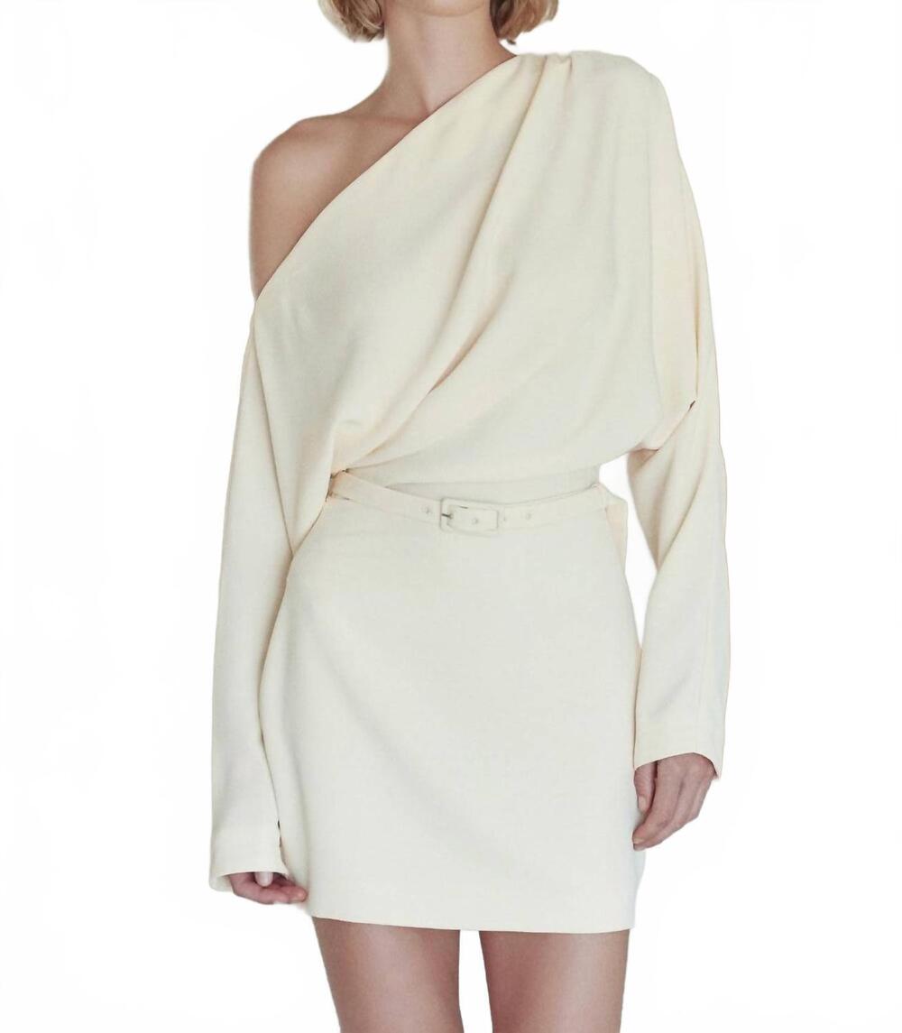 NEW FORE COLLECTION women's belted mini dress in butter